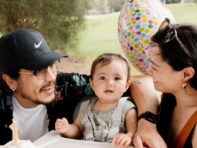 Baby Olivia Ancelet with parents Etienne and Kim. Picture: Supplied