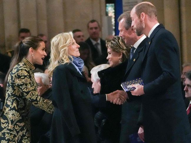 Prince William stands next to the Henri, Grand Duke of Luxembourg and Grand Duchess of Luxembourg Maria Teresa to US First Lady Jill Biden and her daughter Ashley Biden. Picture: AFP