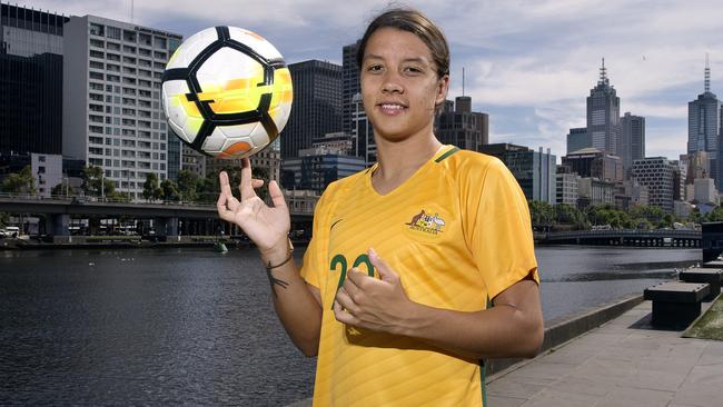 Matildas gun Sam Kerr in Melbourne. Pic: Michael Klein