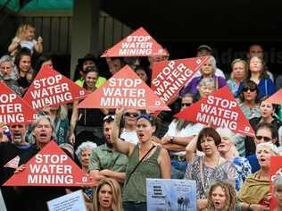 CALL FOR ACTION: Protesters outside the Tweed Shire Council Chambers last week, calling on councillors to stop water extraction. Picture: Scott Powick