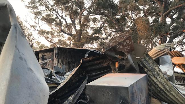 The ruins of Binna Burra Lodge after Bushfires destroyed the historic retreat. Picture: Kirstin Payne