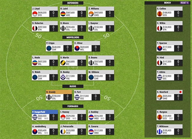 Paige Cardona's ramPAIGE's Pre-JLT Series SuperCoach side