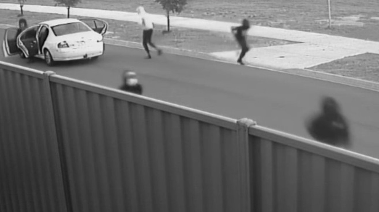 CCTV footage captured the moment a group emerged from a car and chased the teenager. Picture: Victoria Police.