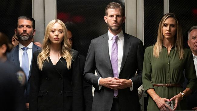 Donald Trump Jr, his sister Tiffany and brother Eric, and Eric’s wife Lara at the Manhattan Criminal Court last week. Picture: AFP