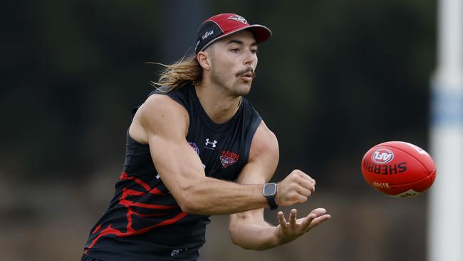 Essendon ruckman Sam Draper is set to partner Todd Goldstein against Sydney star Brodie Grundy on Saturday night. Picture: Michael Klein