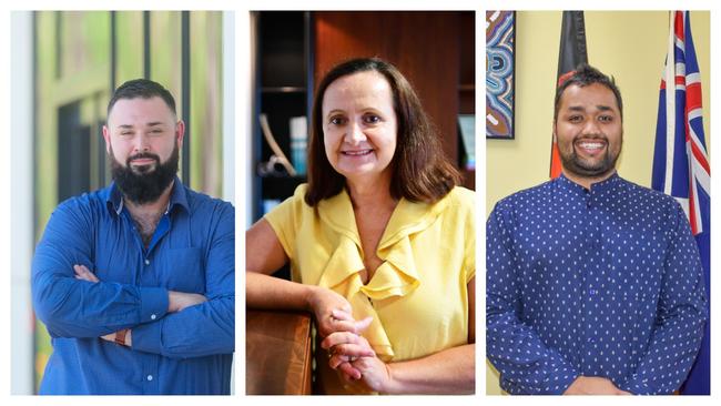 NT election candidates Mark Turner (Labor, Blain), Robyn Lambley (Territory Alliance, Araluen) and Sid Vashist (Labor, Barkly).