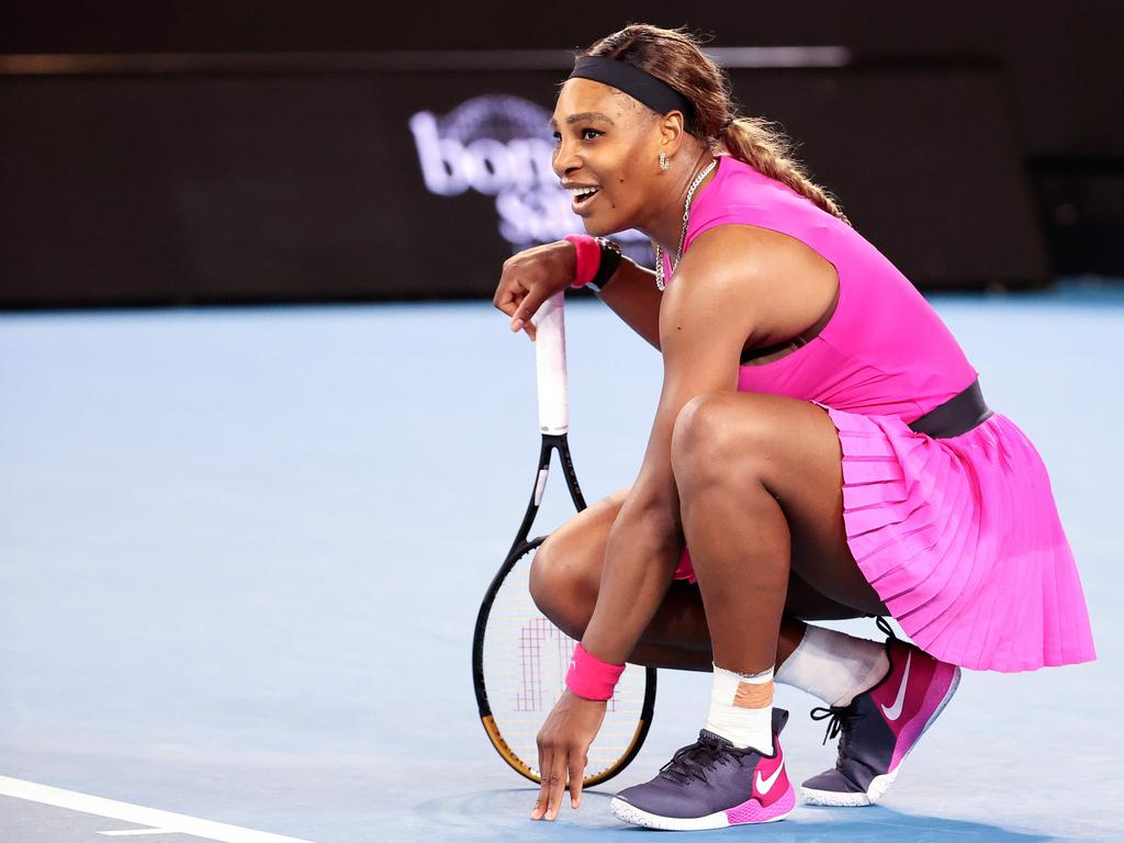 Serena Williams of the US reacts after a point against Danielle Collins on Friday.