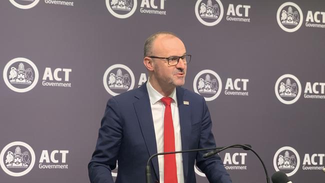 Chief Minister Andrew Barr said the move to renewable electricity is an example of the ACT having “the foresight to get policy settings right”. Picture: Julia Kanapathippillai