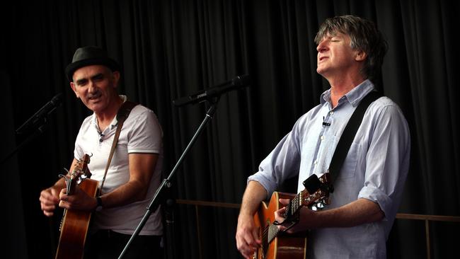 Kelly with Neil Finn, with whom he did a national tour. Picture: Chris Pavlich