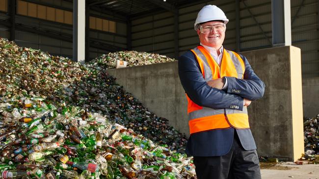 Orora boss Brian Lowe at the company's $25m recycling facility near Gawler. Picture: Andre Castellucci