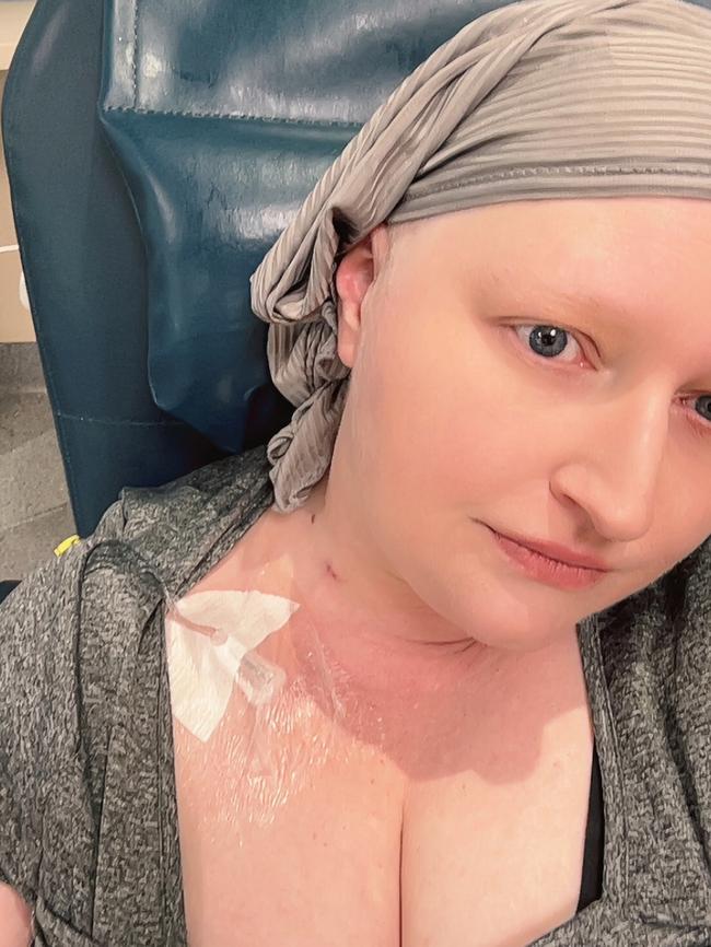 Melissa undergoing chemotherapy. Picture: Supplied