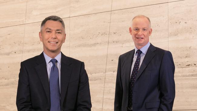 BHP CEO Mike Henry, left, and chief financial officer David Lamont. Picture: BHP via NCA NewsWire