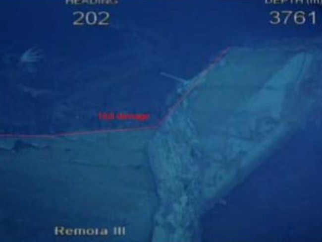 The damage to Shipwreck#4’s hull can be seen more clearly in this image. Picture: ATSB