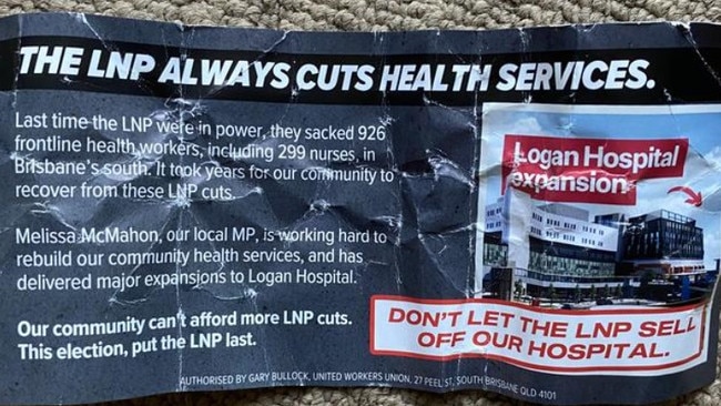 An election flyer put into letterboxes in Macalister.