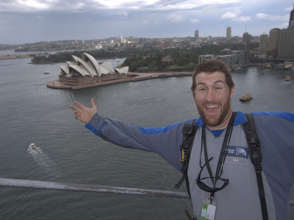 Nick on the Sydney Harbour Bridge. Picture: BridgeClimb