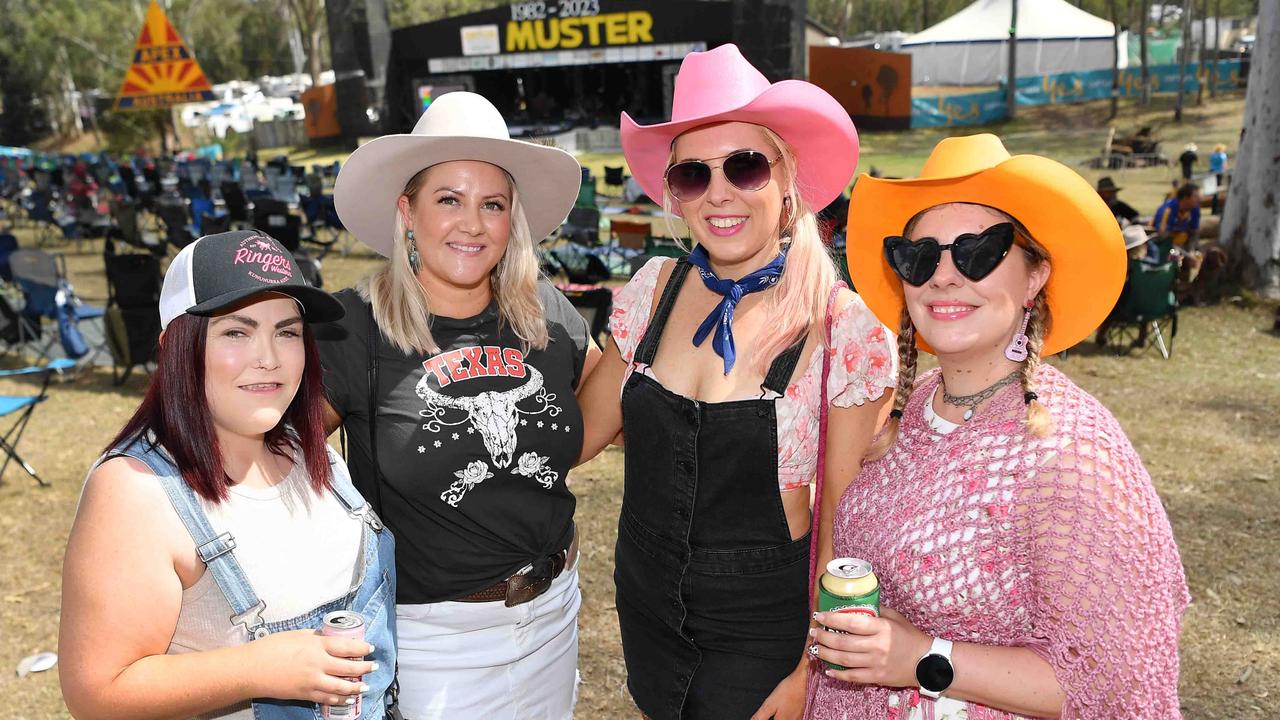 Cheyenne Broome, Connie Warner, Melissa Houston and Jenny Hartwig at the 2023 Gympie Music Muster. Picture: Patrick Woods.