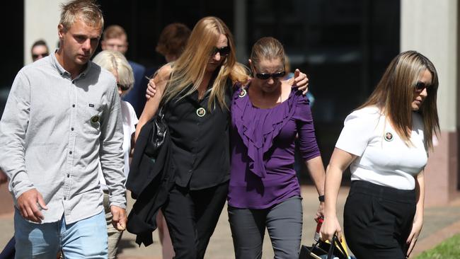 Coroner Nerida Wilson has handed down findings into the death of Jayden Penno-Tompsett who disappeared on a road trip between Newcastle and Cairns in 2017. His family, including mum Rachel Penno, were in the Cairns Coroners Court to hear the findings after a three-day inquest. Picture: Stewart McLean