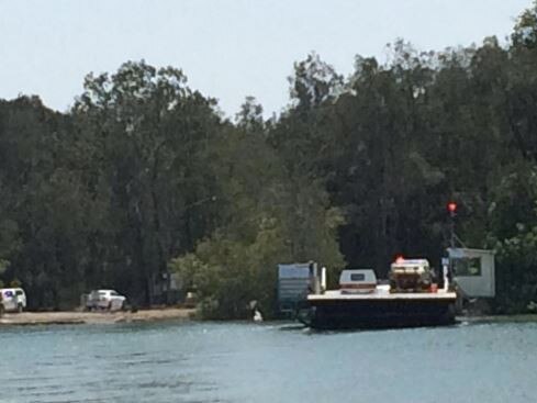 A man was brought from Double Island Point to the Noosa North Shore Ferry with burns and a serious eye injury on Saturday night.