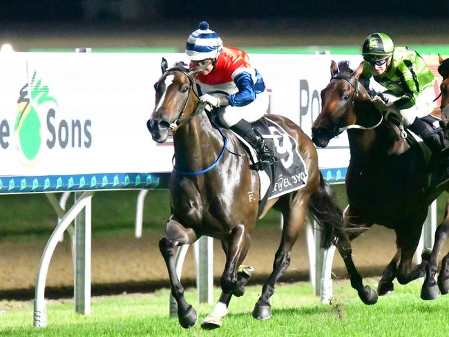 Hearts Are Better racing away with the QTIS Jewel 3YO Picture: Grant Peters