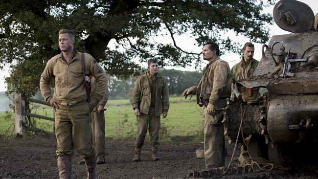 Brad Pitt, Logan Lerman, Michael Pena and Shia LaBeouf in Fury.