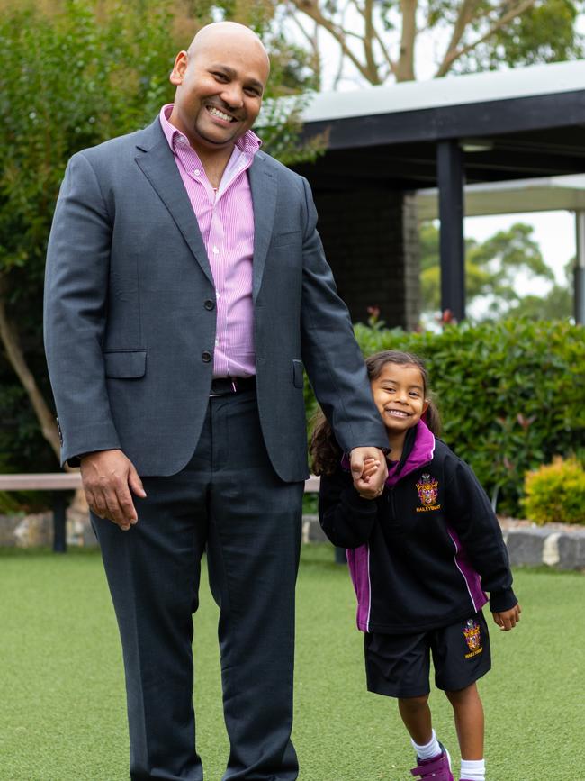 Sofia Salgadoe with her dad – Newlands Campus. Image: supplied.