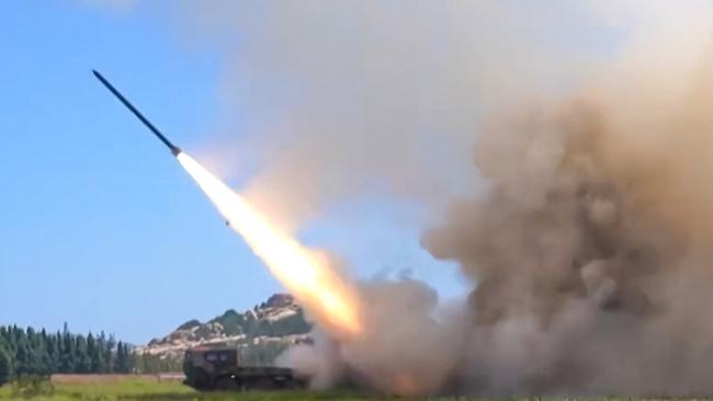 A missile is fired during a Chinese military exercise in China on August 4. Picture: AFP