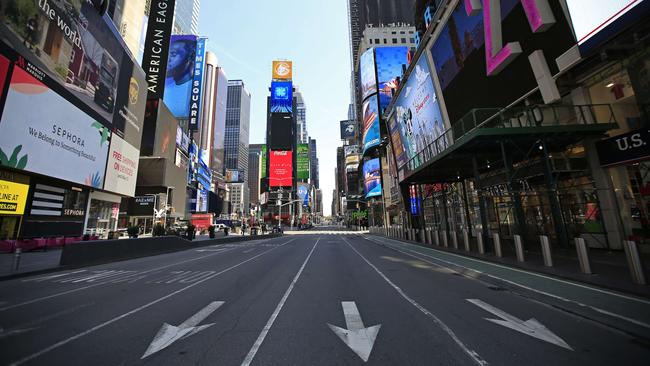 A near empty Times Square during the coronavirus pandemic Picture: AFP