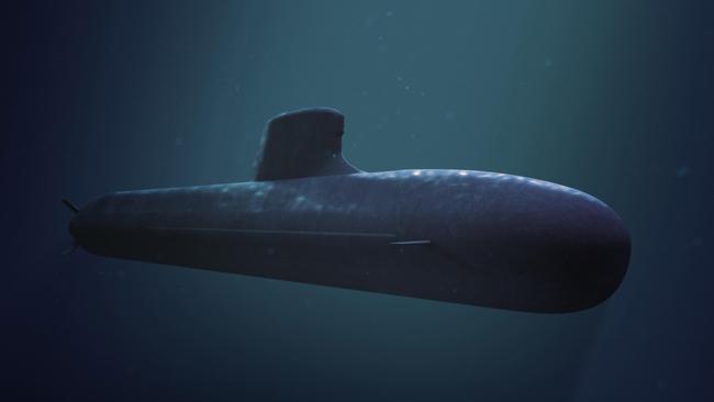 A computer-generated image released by the French industrial naval, defence and energy company Naval Group of a Barracuda shortfin submarine, similar to Australia’s proposed future submarines. Source: AFP photo/Naval Group