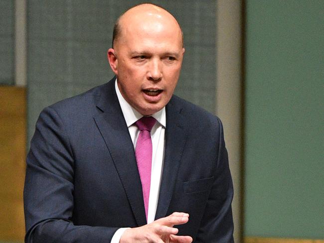 Home Affairs Minister Peter Dutton was asked to stand against Turnbull, but Dutton refused. For now. Picture: AAP.