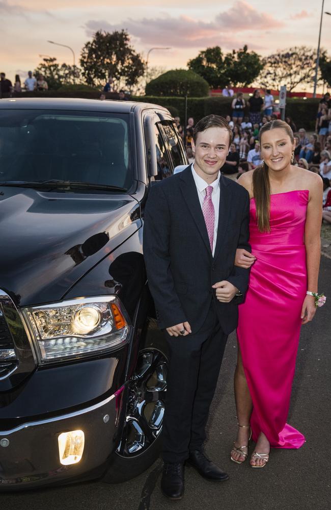 Ryan Jobling and Ashlee Parravicini at Harristown State High School formal at Highfields Cultural Centre, Friday, November 17, 2023. Picture: Kevin Farmer