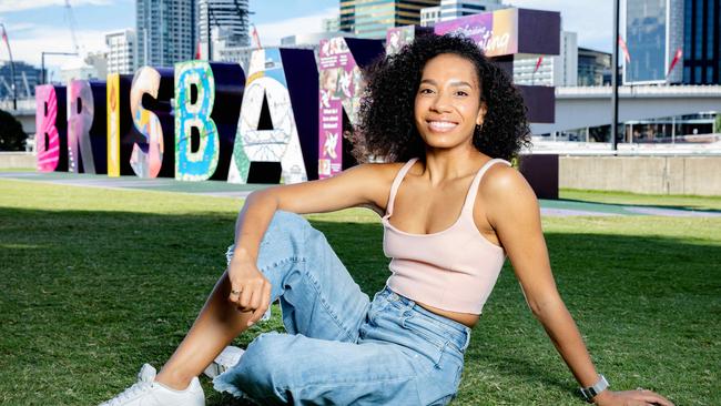 Claire Abaijah-Griffin ahead of her debut in the musical 'Hamilton' at QPAC. Picture: Richard Walker