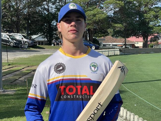 Xander Carstens after scoring 117 runs for Northern District v Sutherland, U16s AW Green Shield, NSW Premier Cricket, R6, Tuesday, January 14, 2025 at Sutherland Oval. Picture: Jason Hosken - News Corp