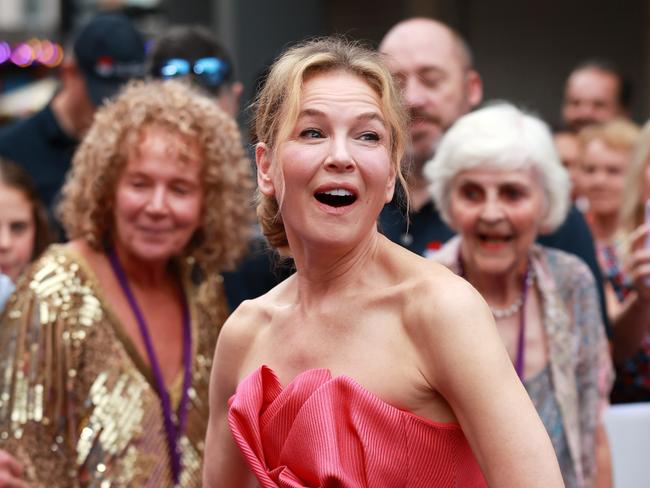 An excited Renee Zellweger at the Sydney premiere of Bridget Jones at the Entertainment Quarter, Moore Park.