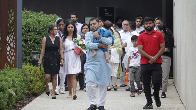 Hundreds of family members arrived in Australia during the week from India to pay their respects. Picture: NCA NewsWire / Valeriu Campan.