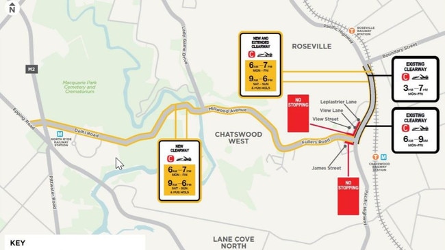 The proposed clearway and no stopping restrictions.