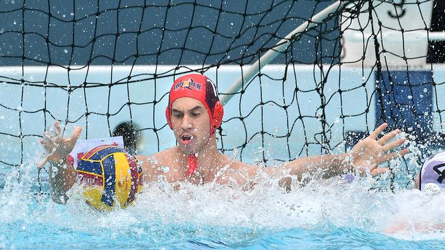 Qld goalie Noah Bright. The Mens Queensland Thunder side at the Water Polo Sunday March 6, 2022. Picture, John Gass