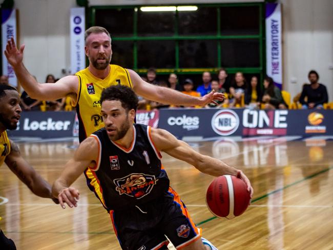 Tad Dufelmeier scored 25 points against South West Metro Pirates. Picture: Ben Thompson/Darwin Salties.