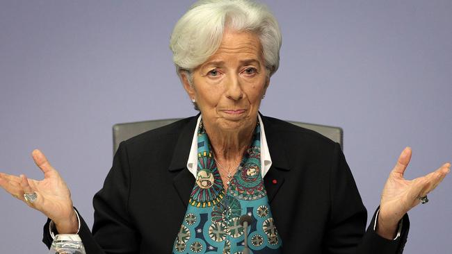 An unprecedented economic contraction. ECB president Christine Lagarde. Picture: AFP