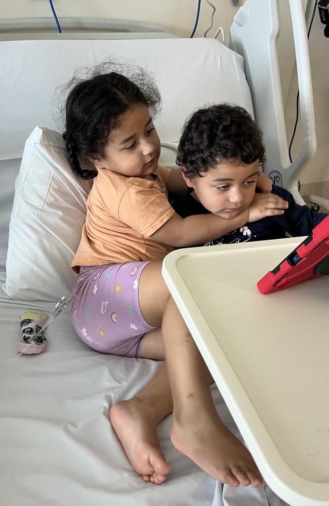 Ella and Lavenia while Ella was in hospital receiving treatment. Photo: Contributed