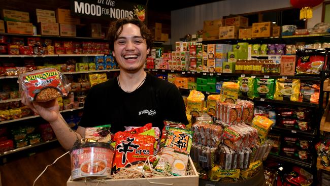 Otto’ss Market Precinct has joined forces with Jay Le, owner of Lantern Mart Cairns and Lantern Mart Stockland Townsville to incorporate an Asian grocer within the store. Soren Pryor with some of the noodles on offer. Picture: Evan Morgan