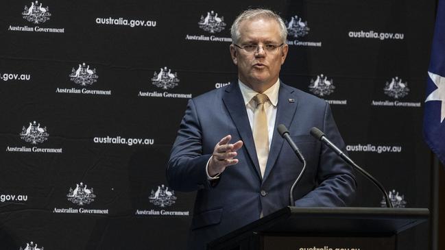 Prime Minister Scott Morrison says Australia has no current plan to follow New Zealand’s ban on bank dividends. Picture: Gary Ramage