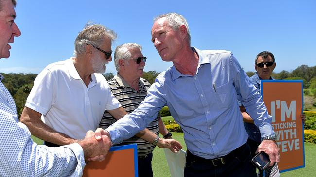 One Nation MP Steve Dickson holds a press conference at the Headland Golf Club on Sunday.