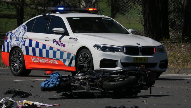 A motorcycle rider is in a critical condition after her bike collided with a car in Wyong. Picture: Richard Noone