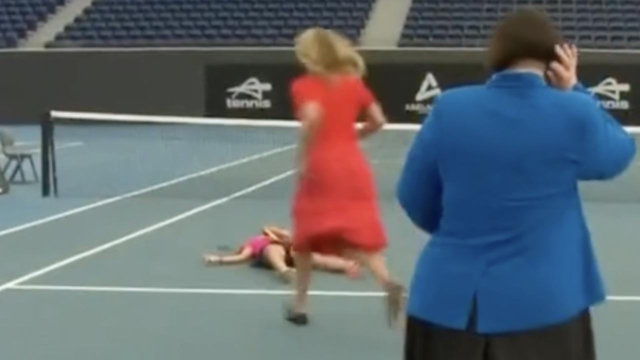 Molik raced over to the girl. Picture: Channel 7.