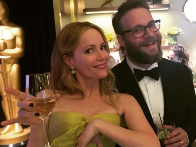 Seth Rogen and actress Leslie Mann get in the swing of it. Picture: Instagram