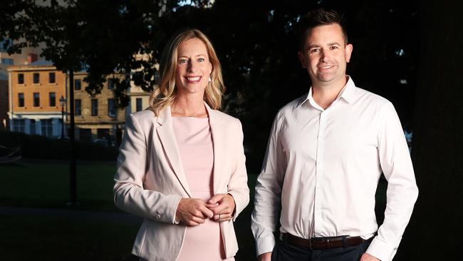 Labor leader Rebecca White with Labor candidate Dean Winter. Picture: Nikki Davis-Jones