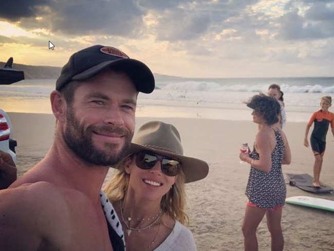 Chris Hemsworth and Elsa Pataky at Byron Bay. Picture: Instagram