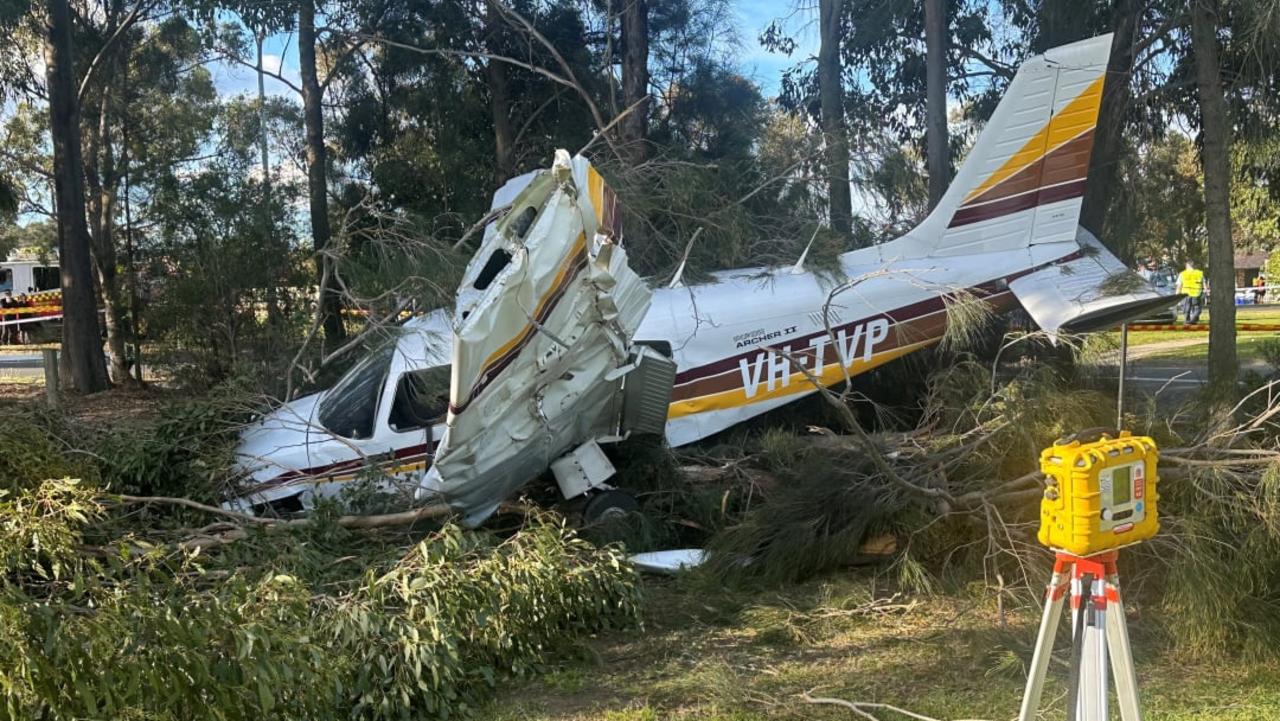 Emergency crews were called to the park following the light plane crash on Thursday. Picture: FRNSW