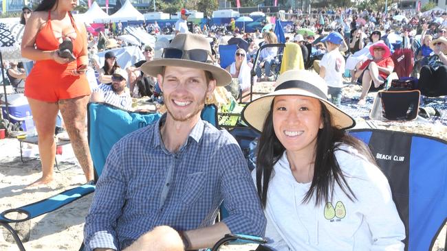 Luke and Joanna Mitchell at day three of the Pacific Airshow, 20 August 2023. Picture: Richard Gosling