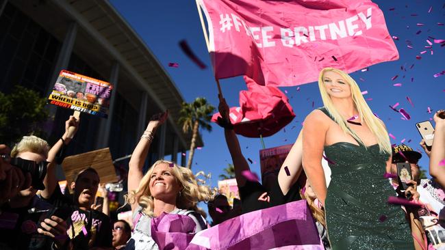 Supporters of the FreeBritney movement rally in support of Britney Spears in Los Angeles. Picture: AFP